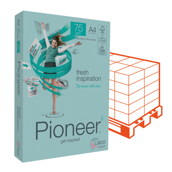 PIONEER fresh inspiration Premiumpapier hochweiß A4 75g - 1 Palette (100.000 Blatt)