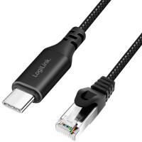 LogiLink USB 3.2 Ethernet-Kabel, USB-C - RJ45 Stecker, 15 m