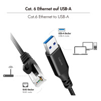 LogiLink USB 3.0 Ethernet-Kabel, USB-A - RJ45 Stecker, 1,0 m