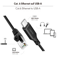 LogiLink USB 3.2 Ethernet-Kabel, USB-C - RJ45 Stecker, 3,0 m