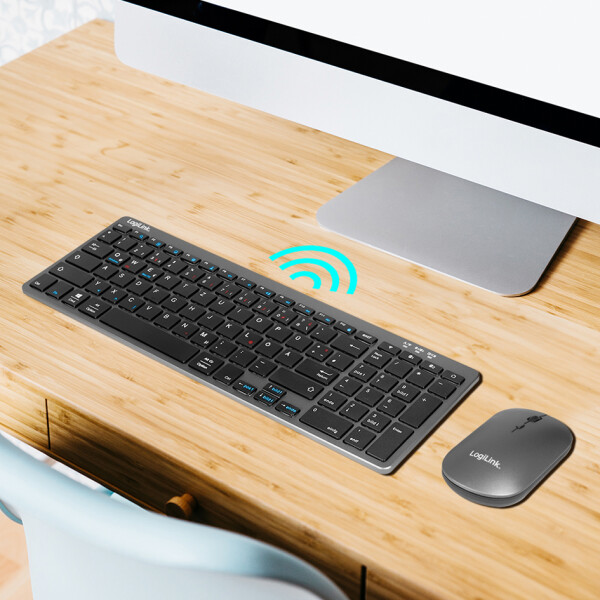 LogiLink BT Dual-Mode Desktop-Set, kabellos, grau anthrazit