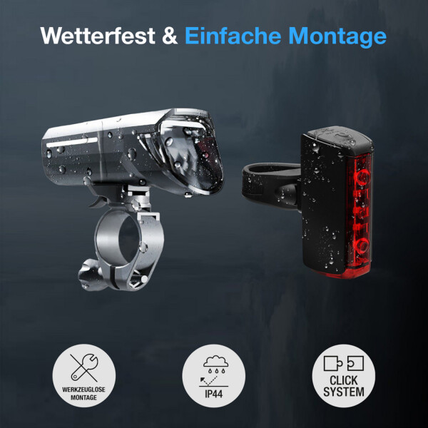 FISCHER Akku-LED-Beleuchtungs-Set TWIN STOP, 100 80 Lux