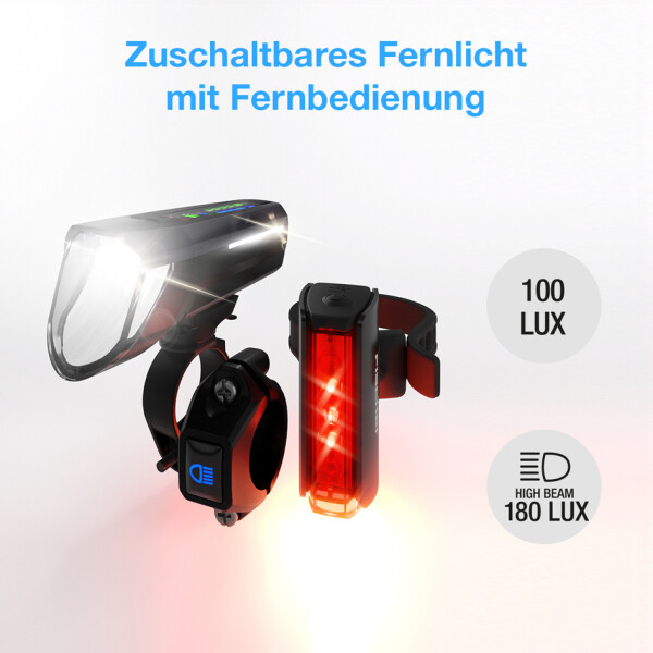 FISCHER Akku-LED-Beleuchtungs-Set TWIN STOP, 100 80 Lux