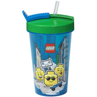 LEGO Trinkbecher mit Strohhalm ICONIC BOY, 0,5 Liter