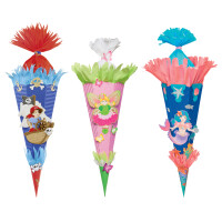 folia Schultüten-Zuschnitt, 3D-Wellpappe, 6-eckig, rot