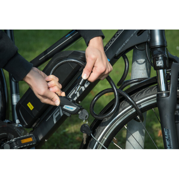 FISCHER Kabel-Fahrradschloss, Länge: 1.800 mm, schwarz
