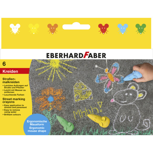 EBERHARD FABER Stra&szlig;enmalkreide Maus, 6er Kartonetui