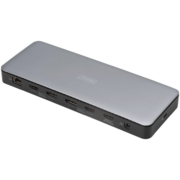 DIGITUS Docking Station, USB-C, 13-Port, grau schwarz