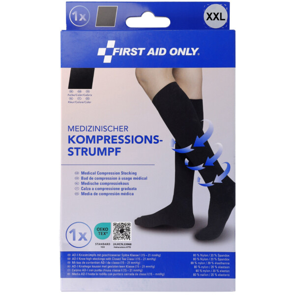 FIRST AID ONLY Kompressions-Strumpf, kniehoch, XXL, schwarz