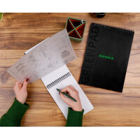 RHODIA Spiralnotizblock GREENPAD, DIN A4+, liniert, schwarz