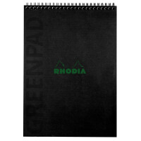 RHODIA Spiralnotizblock GREENPAD, DIN A4+, liniert, schwarz