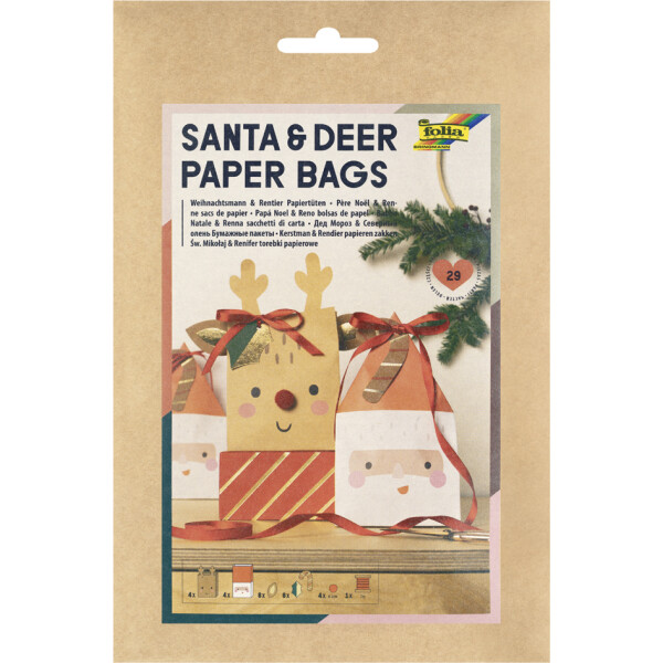 folia Weihnachts-Geschenkt&uuml;ten-Bastelset "Santa &amp; Deer"