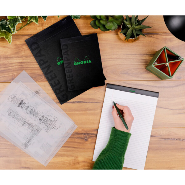 RHODIA Notizblock GREENPAD, DIN A4+, kariert, schwarz