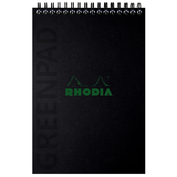 RHODIA Spiralnotizblock GREENPAD, DIN A5+, liniert, schwarz
