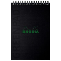 RHODIA Spiralnotizblock GREENPAD, DIN A5+, liniert, schwarz