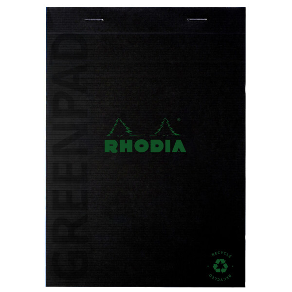 RHODIA Notizblock GREENPAD, DIN A4+, liniert, schwarz