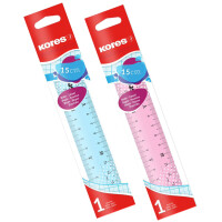 Kores Flachlineal, 150 mm, transparent, farbig sortiert