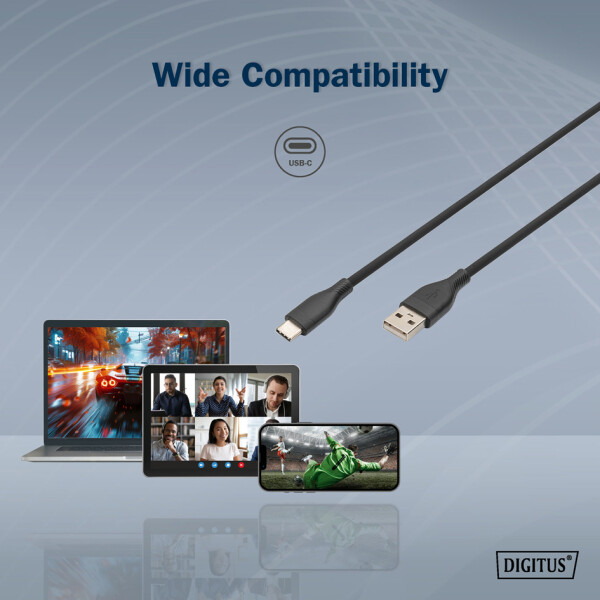DIGITUS USB 2.0 Silikon-Anschlusskabel, USB-C - USB-A, 0,5 m