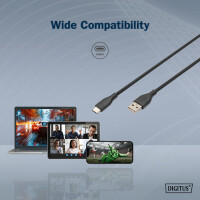 DIGITUS USB 2.0 Silikon-Anschlusskabel, USB-C - USB-A, 0,5 m