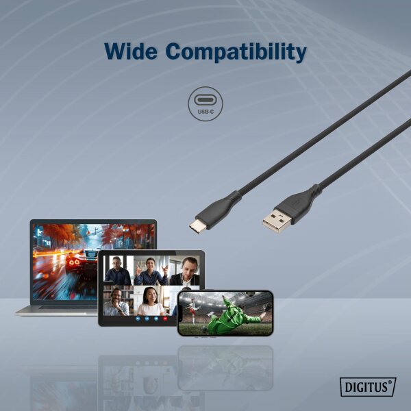 DIGITUS USB 2.0 Silikon-Anschlusskabel, USB-C - USB-A, 1,0 m