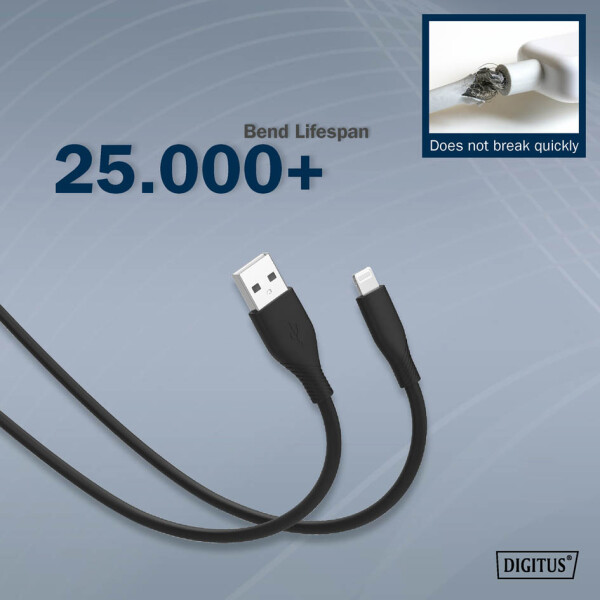 DIGITUS Silikon-Anschlusskabel, USB-A - Lightning, 2,0 m