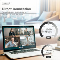 DIGITUS USB 3.2 Ethernet-Kabel, USB-A - RJ45 Stecker, 2,0 m