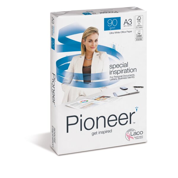 PIONEER perfect inspiration Premiumpapier hochwei&szlig; A3 90g - 1 Karton (2.500 Blatt)