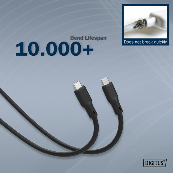 DIGITUS USB 2.0 Silikon-Anschlusskabel, USB-C, 1,0 m, sw