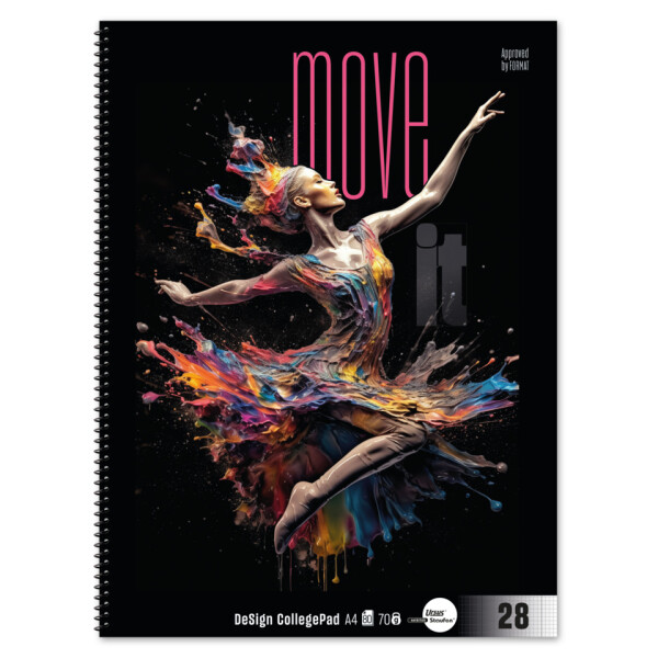 URSUS STYLE Collegeblock Move it, A4, 70g m², 80 Blatt, Lin.28, kariert, weiß 044026028