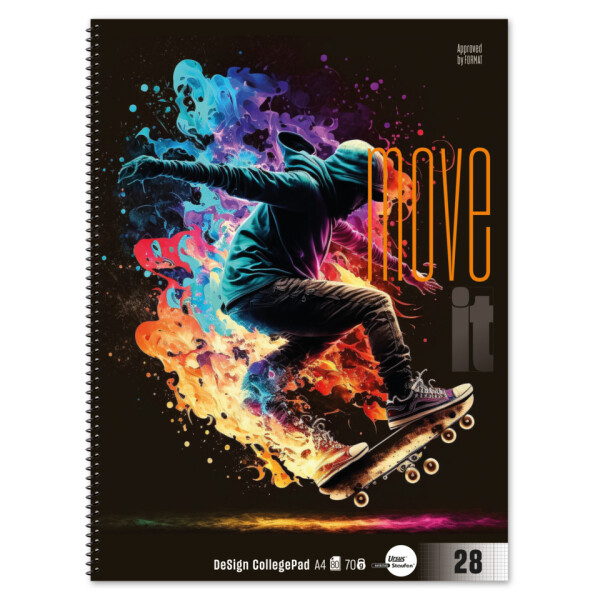 URSUS STYLE Collegeblock Move it, A4, 70g m², 80 Blatt, Lin.28, kariert, weiß 044026028