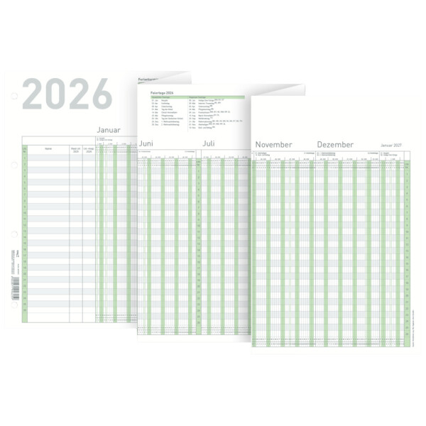 RNK Verlag Urlaubsübersicht 2026, max. 26 Mitarbeiter, 100 x 29,7 cm