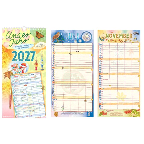 ALPHA Familienkalender Unser Jahr, 22 x 45 cm, 1M 1S, 5 Spalten 113501