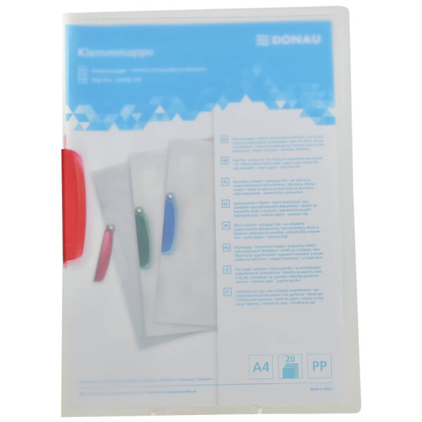 DONAU Klemmmappe, A4, 40 Blatt, PP, rot