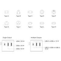 LogiLink Universal-Reiseadapter (EU AUS US UK), 20 Watt
