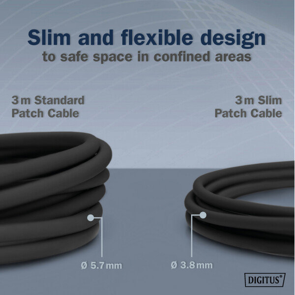 DIGITUS Slim Patchkabel, Kat. 6A, F FTP, schwarz, 2,0 m