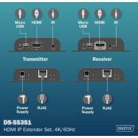 DIGITUS 4K HDMI IP Extender Set, Full HD, 120 200 m