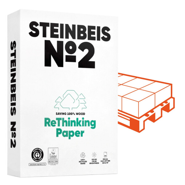 STEINBEIS No. 2 Recyclingpapier A4 80g - 1/4 Palette (25.000 Blatt)