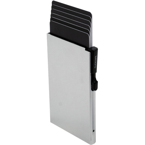 CLICKSAFE Kartenetui SLIM mit Clickbutton, silber