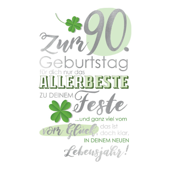 CACTUS Geburtstagskarte "Kleeblatt" - 80. Geburtstag
