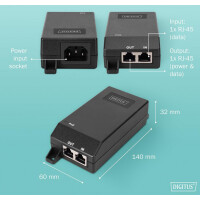DIGITUS Gigabit Ethernet PoE+ Injektor, 802.3at, 30 W