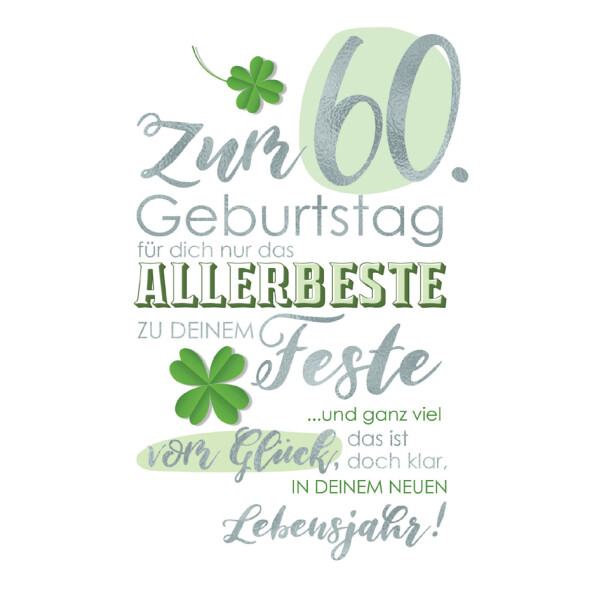 CACTUS Geburtstagskarte "Kleeblatt" - 90. Geburtstag