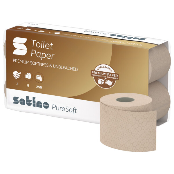SATINO PureSoft Recycling Toilettenpapier beige, 3-lagig, 250 Blatt - 1 Palette (2.112 Rollen)