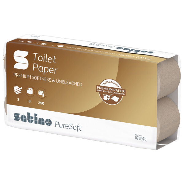 SATINO PureSoft Recycling Toilettenpapier beige, 3-lagig, 250 Blatt - 1 Palette (2.112 Rollen)