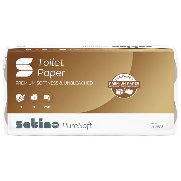 SATINO PureSoft Recycling Toilettenpapier beige, 3-lagig, 250 Blatt - 1 Palette (2.112 Rollen)