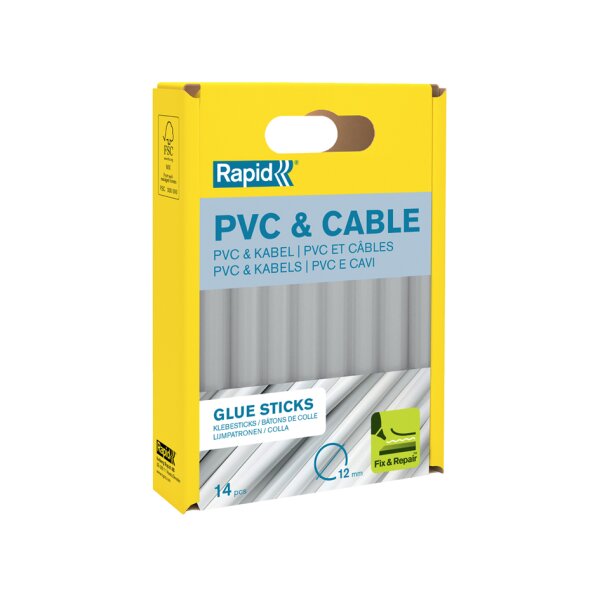 Rapid Klebepatrone PVC &amp; Kabel, 12 mm Durchmesser, kurz