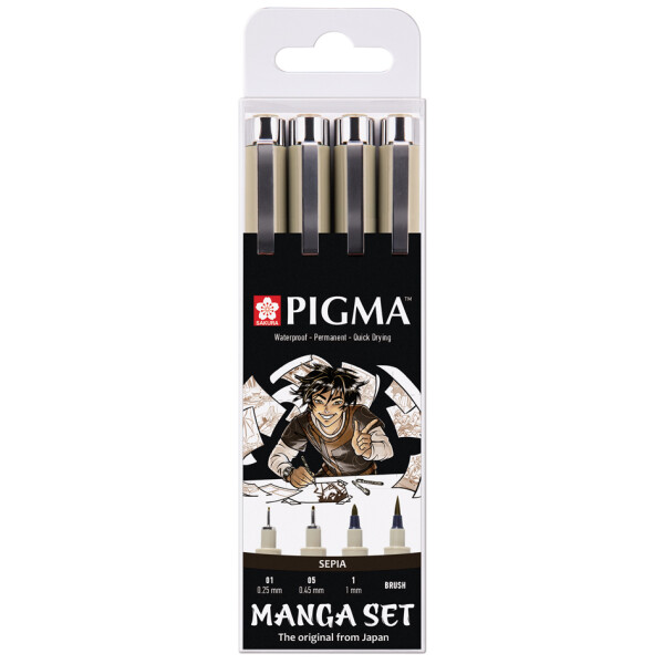 SAKURA Fineliner PIGMA MICRON Manga Set, sepia, 4er Etui