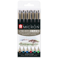 SAKURA Fineliner PIGMA MICRON 05, Erdfarben, 6er Etui