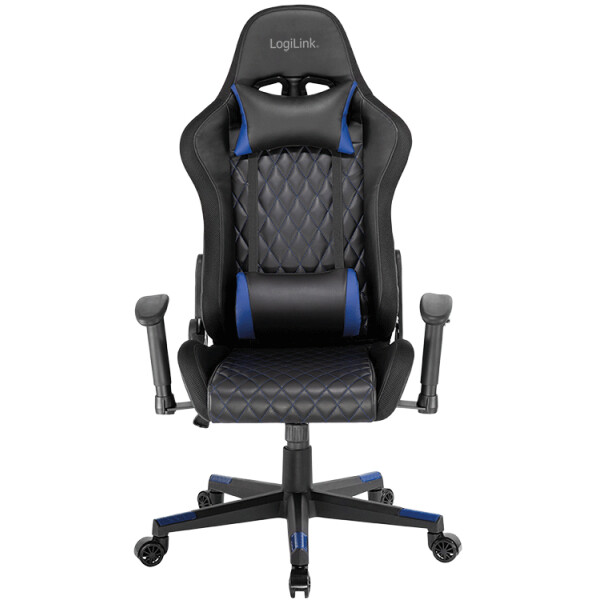 LogiLink Gaming-Stuhl, Kopf- &amp; Lendenwirbelst&uuml;tze, schwarz