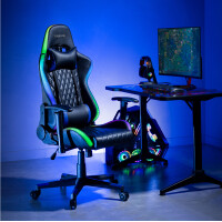 LogiLink Gaming-Stuhl, Kopf- & Lendenwirbelstütze, schwarz