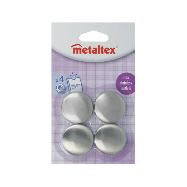 metaltex Haftmagnet, rund, Durchmesser: 30 mm, Edelstahl